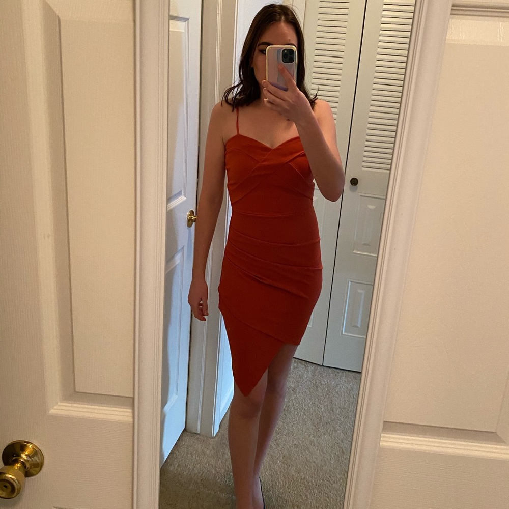Charlotte Russe Burnt Orange Asymmetric Dress